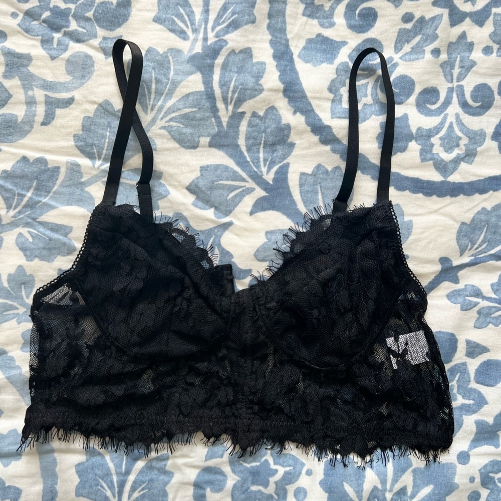 shein black lace longline bralette